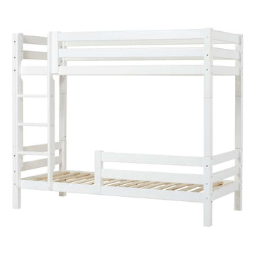 Hoppekids ECO Luxury - Hög Loftssäng - 90x200 cm. - Två Sänghäster - Flexibel Inläggsbotten - Vit 