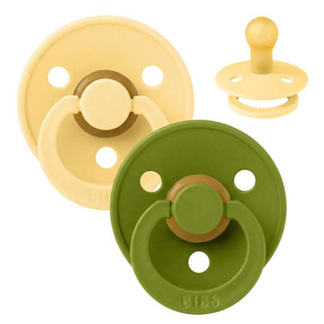 BIBS Rund Colour Sut - 2-Pak - Str. 1 - Naturgummi - Pale Butter/Wasabi