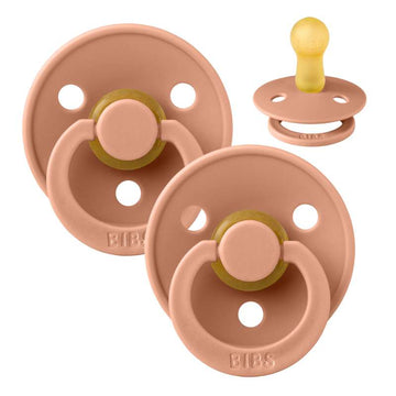 Bibs Rund Colour Napp - 2-Pack - strl. 2 - naturgummi - Persika/Persika 