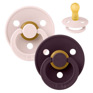 BIBS Rund Colour Napp - 2-Pack - Str. 2 - Naturgummi - Petal/Plum