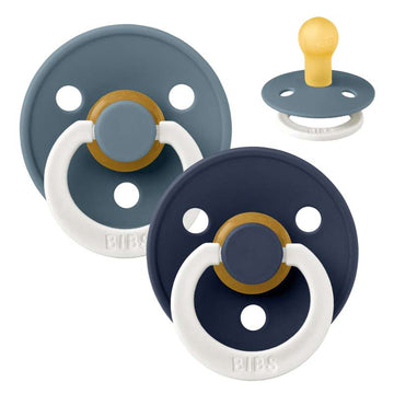 Bibs Rund Colour Napp - 2-Pack - strl. 1 - naturgummi - GLOW - Petrol/Deep Space 