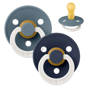 Bibs Rund Colour Napp - 2-Pack - strl. 2 - naturgummi - GLOW - Petrol/Deep Space 