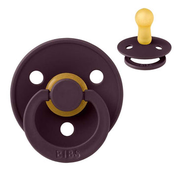 Bibs Rund Colour Napp - strl. 2 - naturgummi - Plommon 