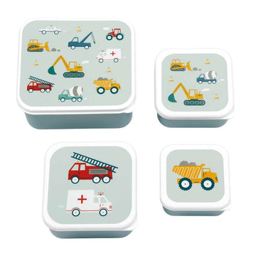 A Little Lovely Company Matlåda - och Snacksboxset - 4 st. - Fordon 