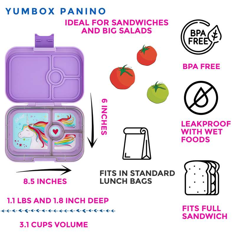 Yumbox Matlåda - Panino - 4 rum - Lavendel Lila/Unicorn 
