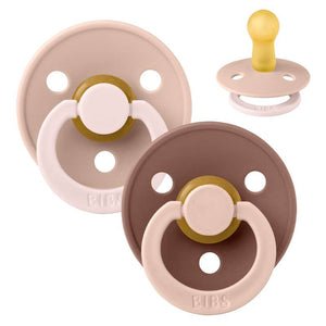 BIBS Rund Colour napp - Str. 2 - Naturgummi - Fusion Studio - Blush/Woodchuck Mix