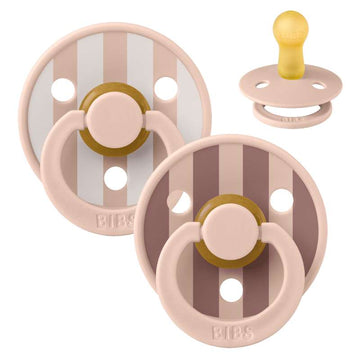 BIBS Rund Colour Napp - 2-Pack - Str. 2 - Naturgummi - Block Studio - Blush Mix