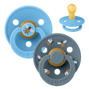 BIBS Rund Colour napp - 2-Pack - Str. 1 - Naturgummi - Bumblebee Studio - Breeze Mix