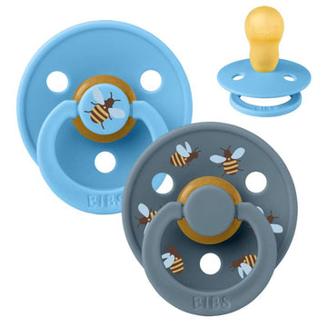 BIBS Rund Colour napp - 2-Pack - Str. 3 - Naturgummi - Bumblebee Studio - Breeze Mix
