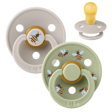 BIBS Rund Colour Napp - 2-Pack - Str. 3 - Naturgummi - Bumblebee Studio - Mushroom Mix