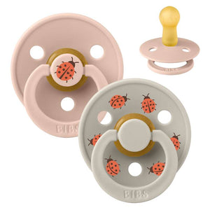 BIBS Rund Colour Napp - 2-Pack - Str. 2 - Naturgummi - Ladybug Studio - Blush Mix