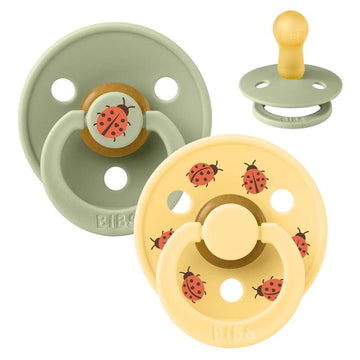 BIBS Rund Colour napp - 2-Pack - Str. 2 - Naturgummi - Ladybug Studio - Sage Mix