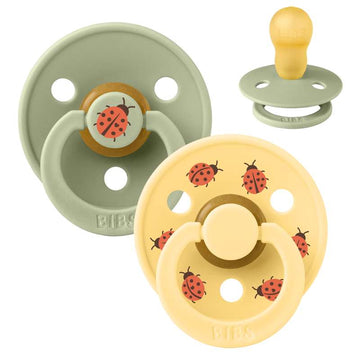 BIBS Rund Colour Napp - 2-Pack - Str. 3 - Naturgummi - Ladybug Studio - Sage Mix
