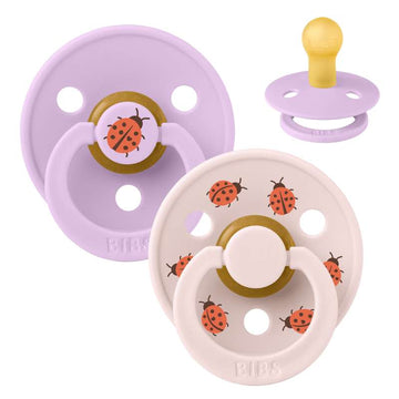 BIBS Rund Colour napp - 2-Pack - Str. 1 - Naturgummi - Ladybug Studio - Violet Sky Mix