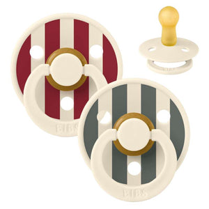 BIBS Rund Colour napp - 2-Pack - Str. 2 - Naturgummi - Block Studio - Ruby/Pine Mix