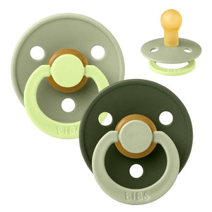 BIBS Rund Colour napp - Str. 1 - Naturgummi - Fusion Studio - Sage/Hunter Green Mix