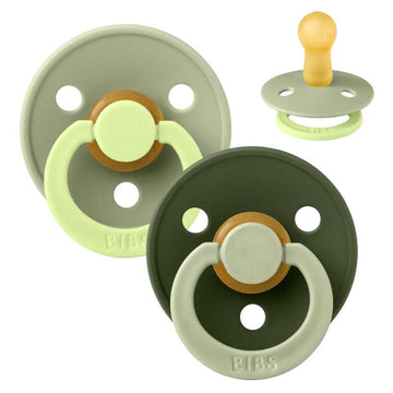BIBS Rund Colour napp - Str. 2 - Naturgummi - Fusion Studio - Sage/Hunter Green Mix