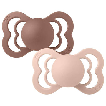 BIBS Symmetrisk Supreme Napp - 2-Pack - Str. 2 - Naturgummi - Woodchuck/Blush