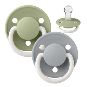 BIBS Rund De Lux Napp - 2-Pack - Onesize - Silikon - GLOW - Sage/Cloud