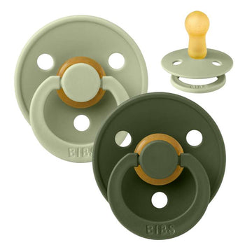 BIBS Rund Colour Napp - 2-Pack - Str. 2 - Naturgummi - Sage/Hunter Green