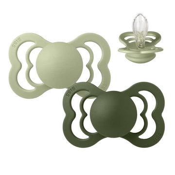 BIBS Symmetrisk Supreme Napp - 2-Pack - Str. 2 - Silikon - Sage/Hunter Green