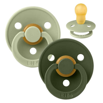 Bibs Rund Colour Napp - 2-Pack - strl. 3 - naturgummi - Salvia/Jaktgrön 