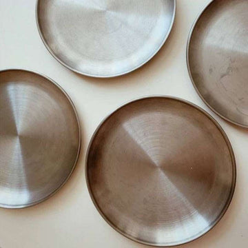 HAPS Nordic Picknick Tallrik - Rostfritt Stål - 4-Pack 
