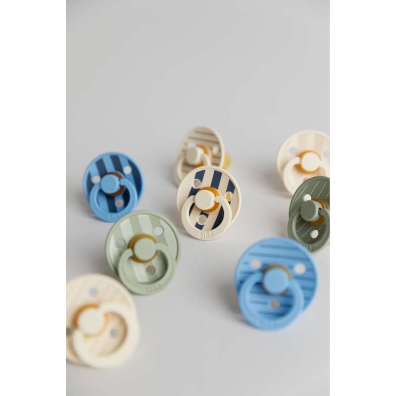 BIBS Rund Colour Napp - 2-Pack - Str. 2 - Naturgummi - Pin Studio - Sage/Sage