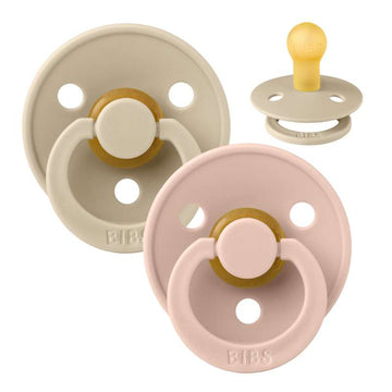 Bibs Rund Colour Napp - 2-Pack - strl. 1 - naturgummi - Vanilj/Blush 