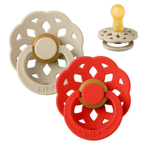 BIBS Rund Boheme napp - 2-Pack - strl. 2 - naturgummi - Vanilj/Candy Apple 