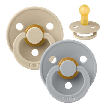 Bibs Rund Colour Napp - 2-Pack - strl. 1 - naturgummi - Vanilj/Moln 