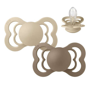 BIBS Symmetrisk Supreme Napp - 2-Pack - Str. 2 - Silikon - Vanilla/Dark Oak