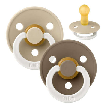Bibs Rund Colour Napp - 2-Pack - strl. 2 - naturgummi - GLOW - Vanilj/Mörk Ek 