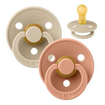 Bibs Rund Colour Napp - 2-Pack - strl. 2 - naturgummi - Vanilj/Persika 