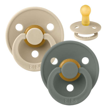 Bibs Rund Colour Napp - 2-Pack - strl. 2 - naturgummi - Vanilj/Tall 