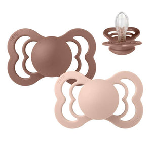 BIBS Symmetrisk Supreme Napp - 2-Pack - Str. 2 - Silikon - Woodchuck/Blush