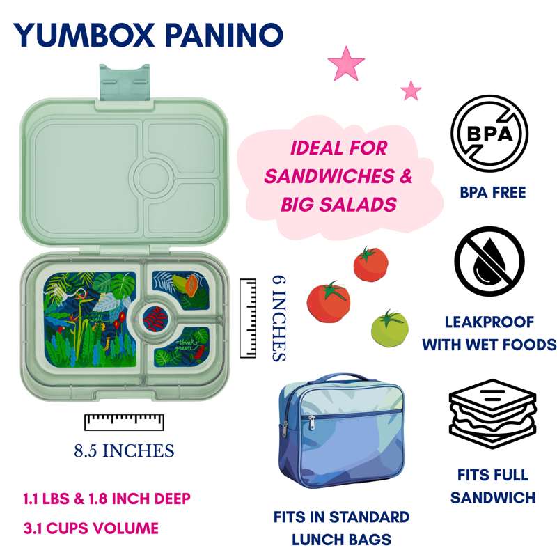 Yumbox Matlåda - Panino - 4 rum - Sage Green/Jungle 