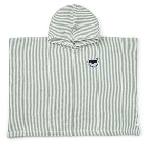 Liewood Paco Poncho - Broderad - Y/D Rand Pepparmint/Crème de la Crème 