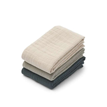 Liewood Lewis Muslin Muslinfiltar - 3-pack - Dove Blue Mix