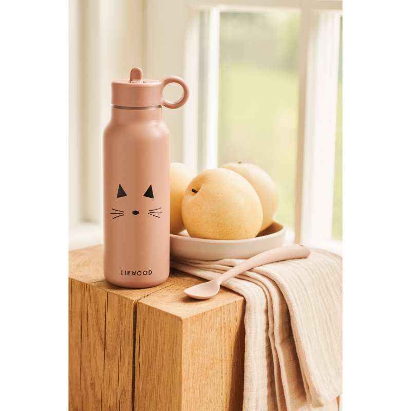 Liewood Falk Drickflaska - Rostfritt Stål - 350ml - Katt/Mörk Ros 