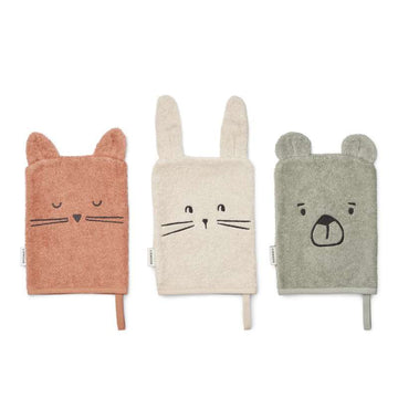 Liewood Sylvester Tvättlappar - 3-pack - Dove Blue Mix 