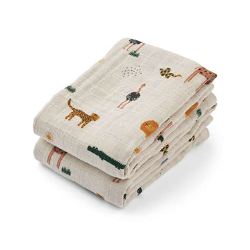 Liewood Lewis Muslin Muslinfiltar - 2-pack - Safari/Sandy Mix
