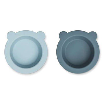 Liewood Pion Halkfri Skål - 2-Pack - Havblå/Valblå 