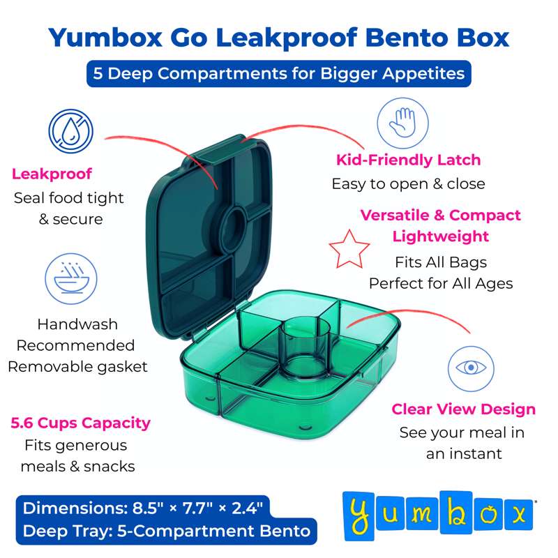 Yumbox Matlåda - Go - 5 rum - Lima Green 