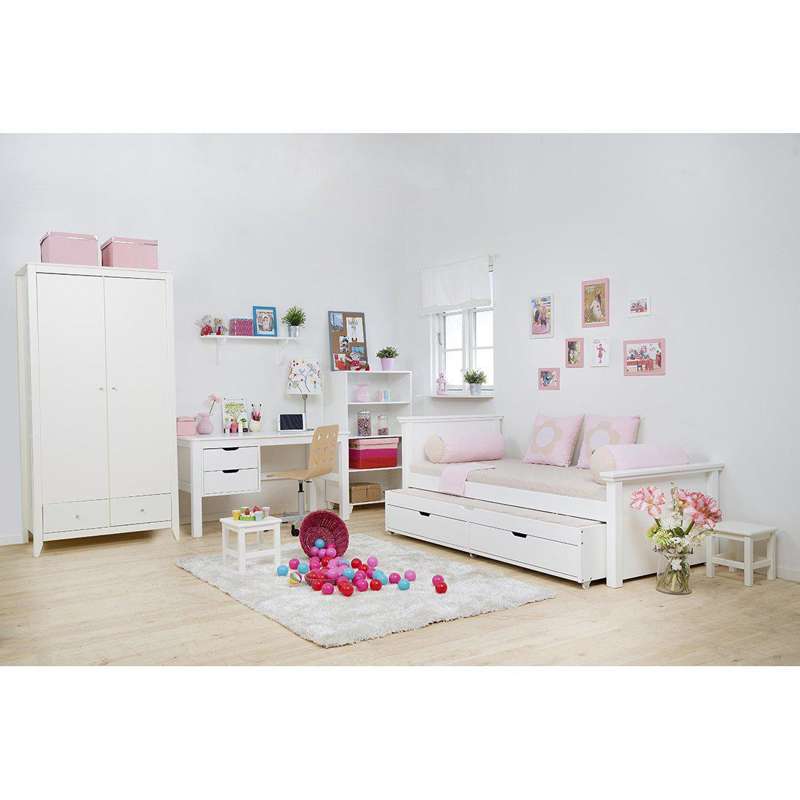 Hoppekids MAJA DELUXE - Juniorsäng - 1 Hög och 1 låg Gavel - 90x200cm - Flexibel inläggsbotten - Vit 