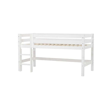 Hoppekids ECO Luxury - Halvhög loftsäng - 90x200 cm. - Flexibel inläggsbotten - Vit 