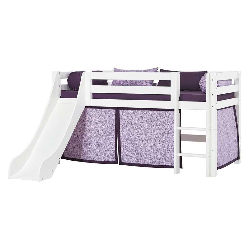 Hoppekids ECO Luxury - Halvhög loftsäng m. Rutschkana - 90x200 cm. - Flexibel inläggsbotten - Vit 