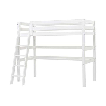 Hoppekids ECO Luxury - Loftsäng m. Bänkskiva - 90x200 cm. - Snedstig - Flexibel inläggsbotten - Vit 