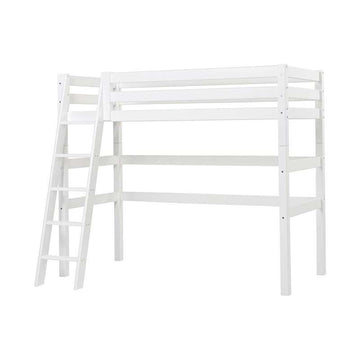 Hoppekids ECO Luxury - Loftsäng - 90x200 cm. - Snedstig - Flexibel inläggsbotten - Vit 