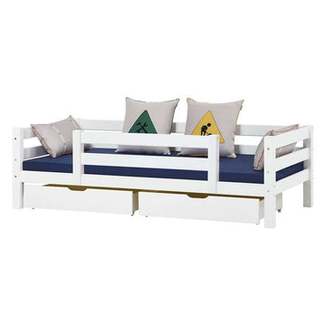 Hoppekids ECO Luxury - Juniorsäng - 90x200 cm. - 1/2 Sänghäst - Flexibel inläggsbotten - Vit 